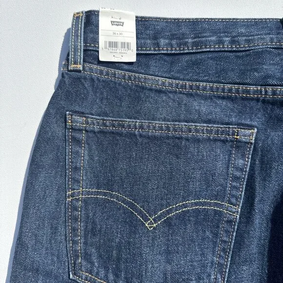 Levi's Men's 36x30 Premium 555 Relaxed Straight Dark Wash Up The Score
